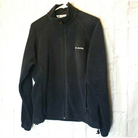 COLUMBIA Classic Full-zip Fleece Jacket Coat Black Medium - Picture 1 of 6